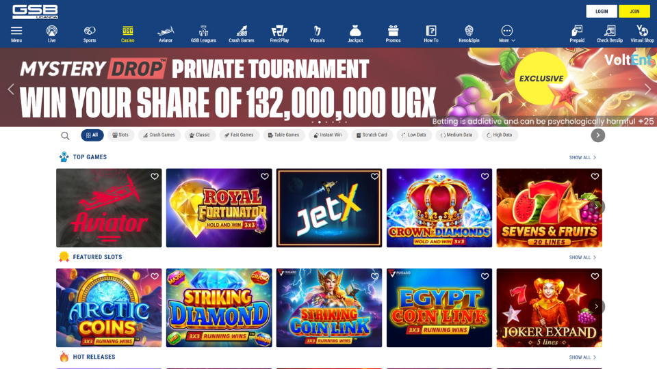 GSB Uganda Casino screenshot
